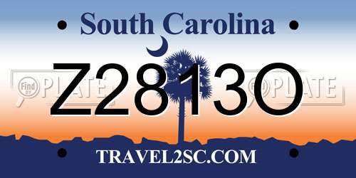 Z2813O South Carolina License Plate