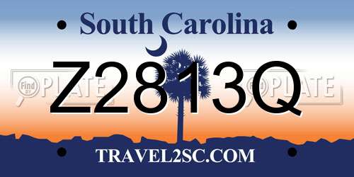 Z2813Q South Carolina License Plate