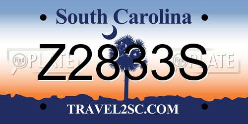 Z2833S South Carolina License Plate