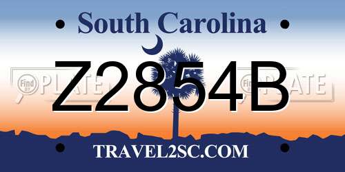 Z2854B South Carolina License Plate