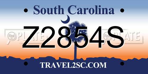 Z2854S South Carolina License Plate