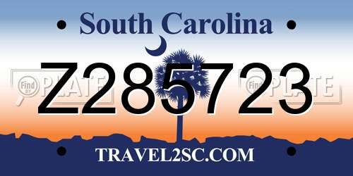 Z285723 South Carolina License Plate
