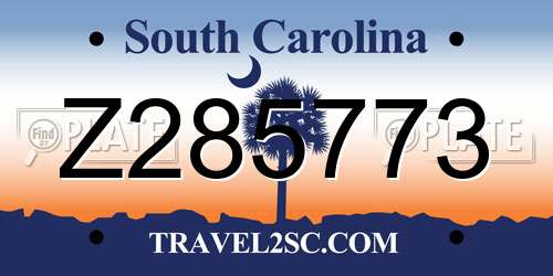 Z285773 South Carolina License Plate