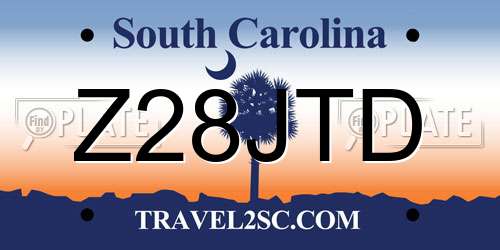 Z28JTD South Carolina License Plate