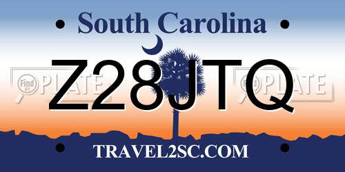 Z28JTQ South Carolina License Plate