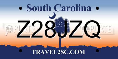 Z28JZQ South Carolina License Plate