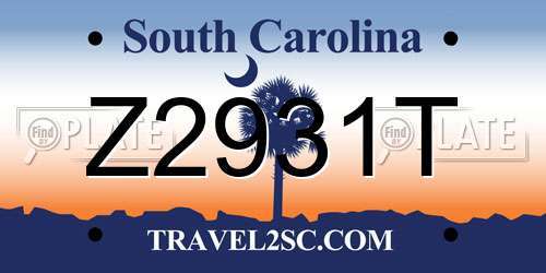 Z2931T South Carolina License Plate