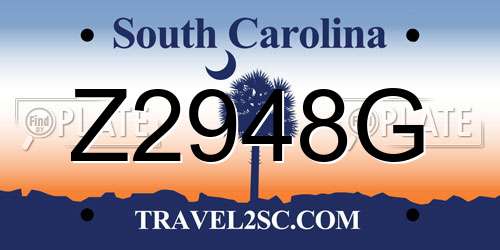 Z2948G South Carolina License Plate