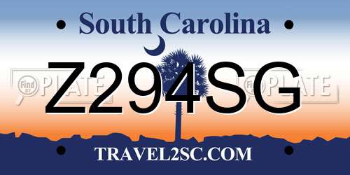 Z294SG South Carolina License Plate