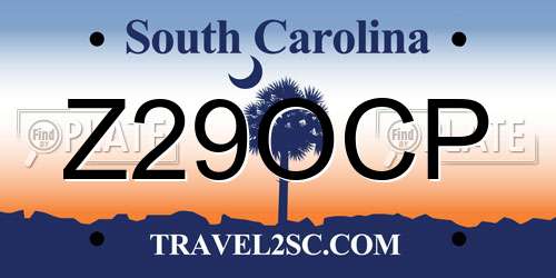 Z29OCP South Carolina License Plate
