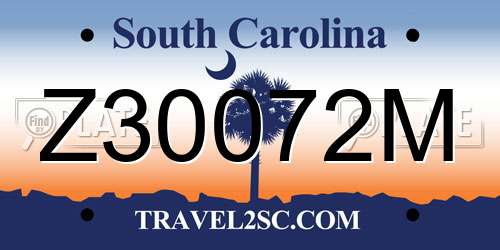 Z30072M South Carolina License Plate