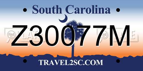 Z30077M South Carolina License Plate