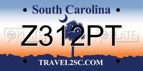 Z312PT South Carolina License Plate