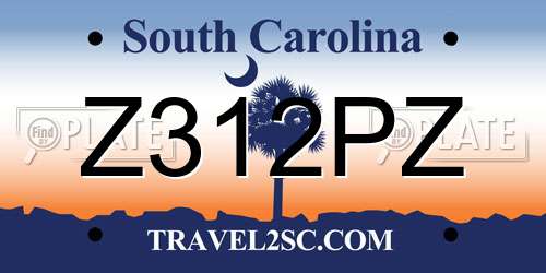Z312PZ South Carolina License Plate
