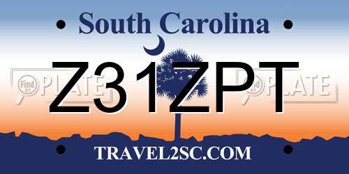 Z31ZPT South Carolina License Plate