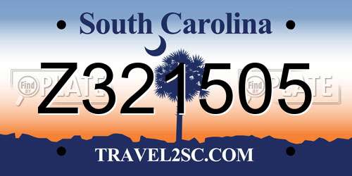 Z321505 South Carolina License Plate