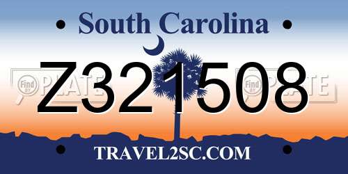 Z321508 South Carolina License Plate