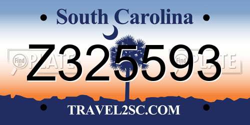 Z325593 South Carolina License Plate