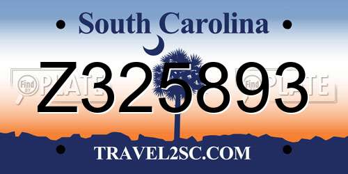 Z325893 South Carolina License Plate