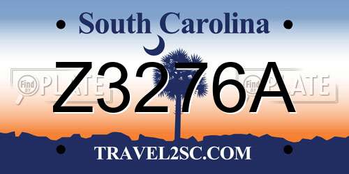 Z3276A South Carolina License Plate