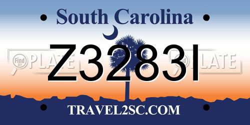 Z3283I South Carolina License Plate
