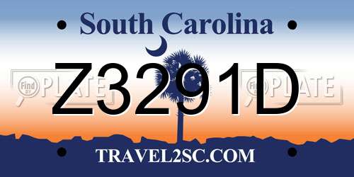 Z3291D South Carolina License Plate