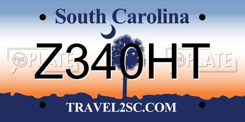 Z340HT South Carolina License Plate