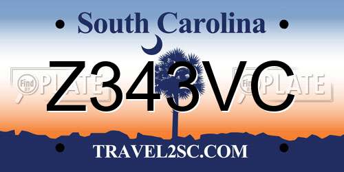 Z343VC South Carolina License Plate