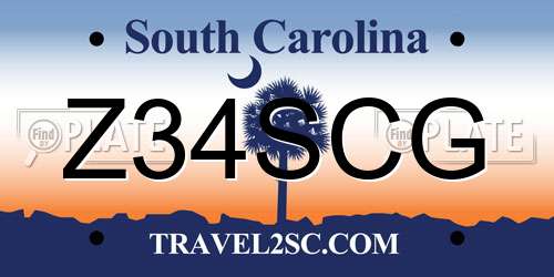 Z34SCG South Carolina License Plate