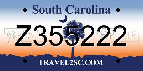 Z355222 South Carolina License Plate