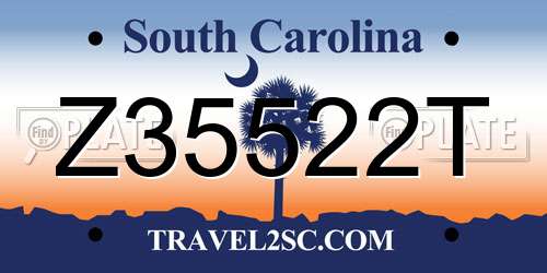 Z35522T South Carolina License Plate