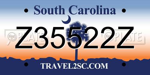 Z35522Z South Carolina License Plate