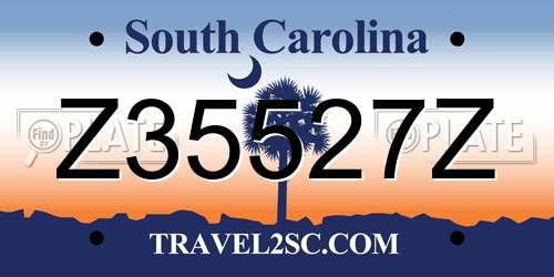 Z35527Z South Carolina License Plate