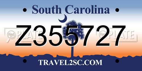Z355727 South Carolina License Plate