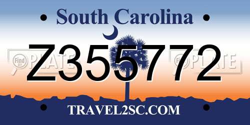 Z355772 South Carolina License Plate