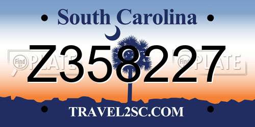Z358227 South Carolina License Plate
