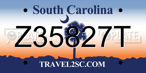Z35827T South Carolina License Plate