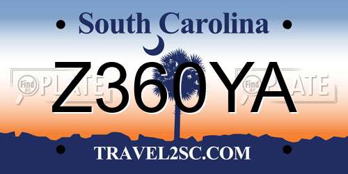 Z360YA South Carolina License Plate