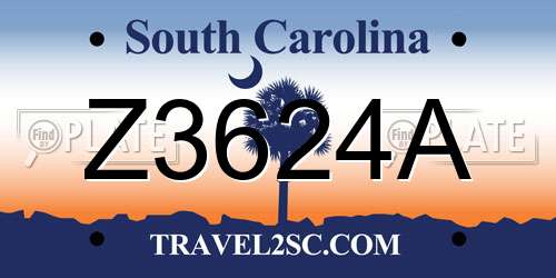 Z3624A South Carolina License Plate