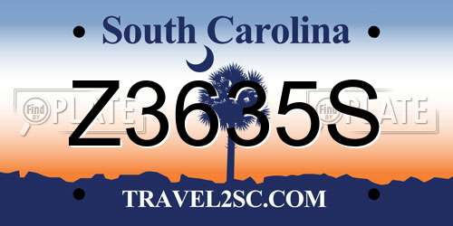 Z3635S South Carolina License Plate