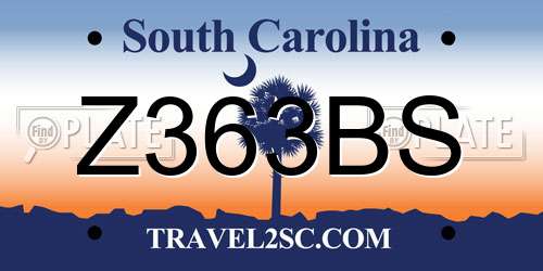 Z363BS South Carolina License Plate