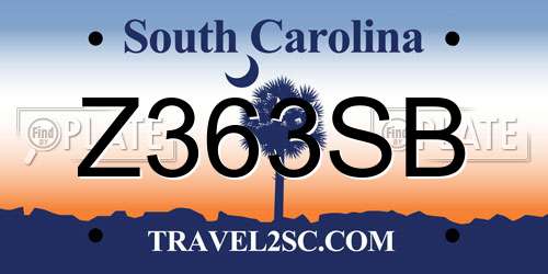 Z363SB South Carolina License Plate