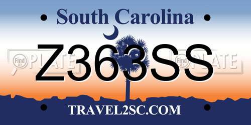 Z363SS South Carolina License Plate