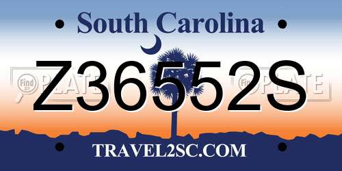 Z36552S South Carolina License Plate