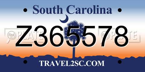 Z365578 South Carolina License Plate