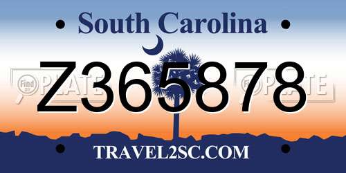 Z365878 South Carolina License Plate