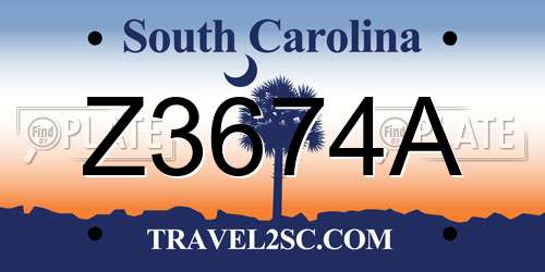 Z3674A South Carolina License Plate