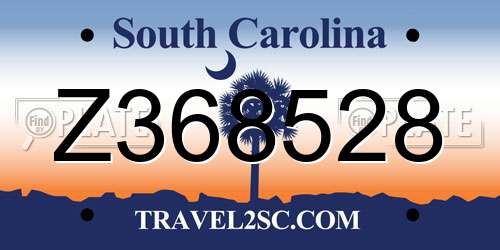 Z368528 South Carolina License Plate