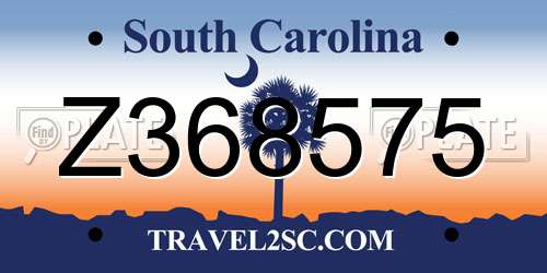 Z368575 South Carolina License Plate