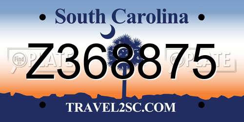 Z368875 South Carolina License Plate